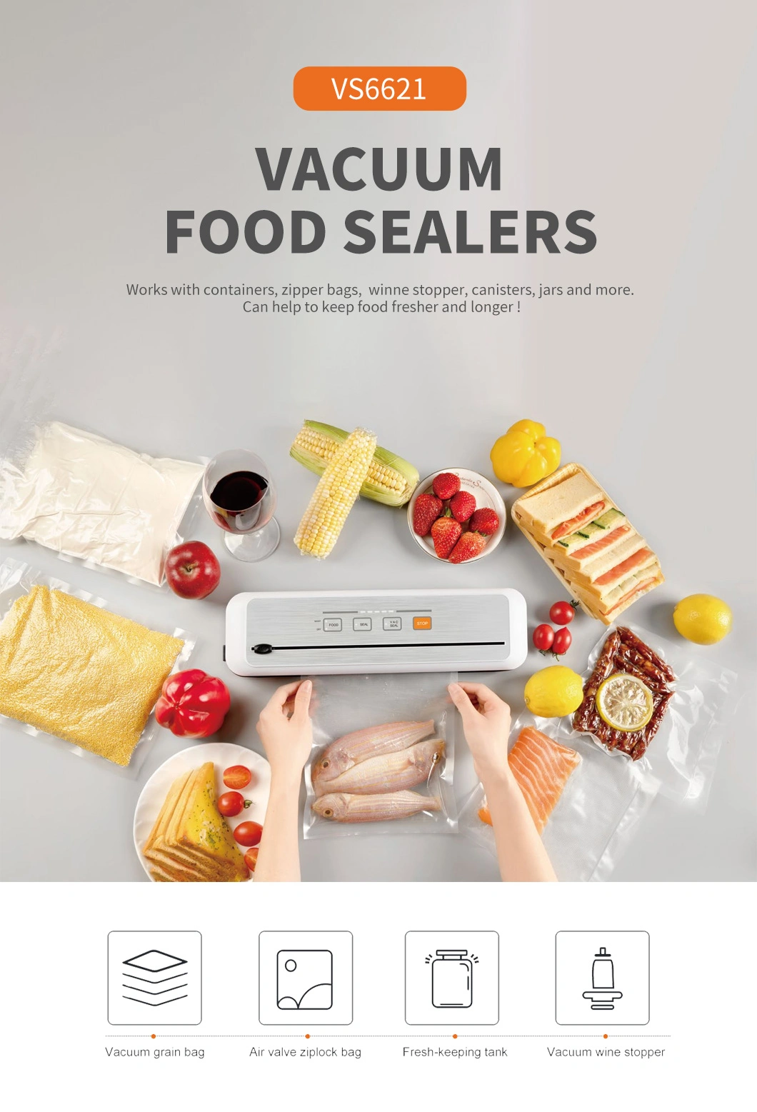 Fully Automatic Foodsaver High-End Vacuum Sealing Machine for Sous Vide Vacuum Sealer