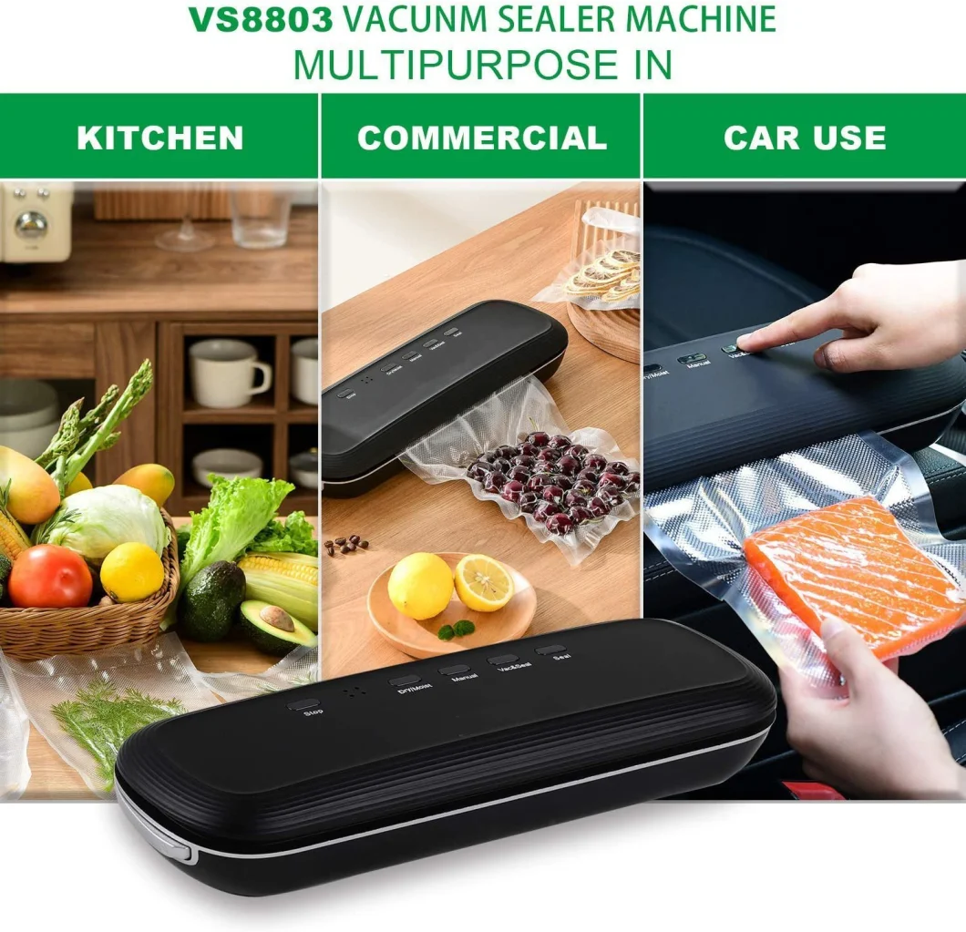 Ootd Multifunctional Slim Built-in Bag Cutter Vacuum Food Saver Sealer Packing Machine